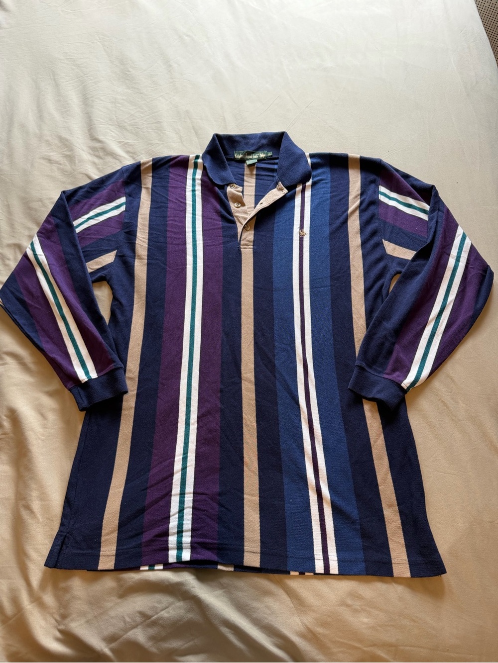 Vintage Knights of Round Table Men's Striped Polo Shirt Size XL